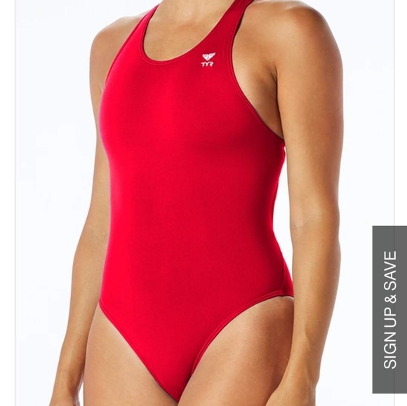 TYR TYReco Solid Maxfit Swimsuit with Cap Red - Picture 3 of 11